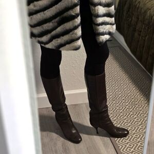 SERGIO ROSSI brown leather under the knee boots.Size 37.5